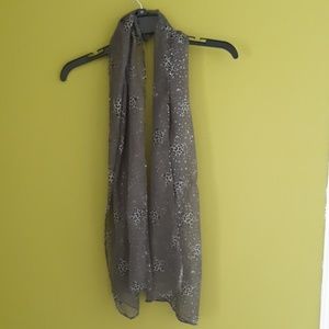 Sheer Gray Scarf w/ Silver Specs and Leopard Print